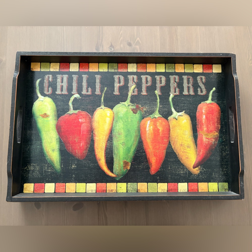 Colorful Chili Peppers Decorative Tray